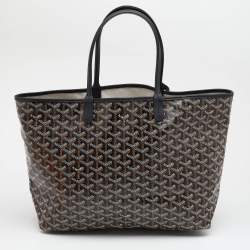 Pre Owned Goyard Brown/Black Goyardine Coated Canvas and Leather Saint Louis PM Tote