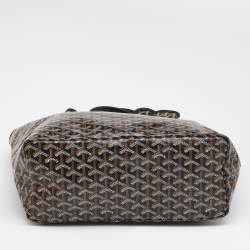 Pre Owned Goyard Brown/Black Goyardine Coated Canvas and Leather Saint Louis PM Tote