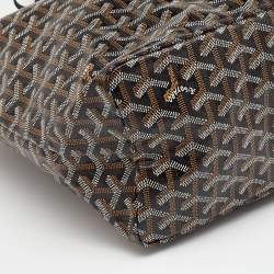 Pre Owned Goyard Brown/Black Goyardine Coated Canvas and Leather Saint Louis PM Tote