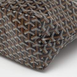 Pre Owned Goyard Brown/Black Goyardine Coated Canvas and Leather Saint Louis PM Tote