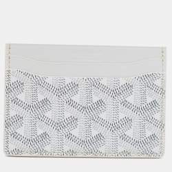 Pre Owned Goyard White Goyardine Coated Canvas and Leather Saint Sulpice Card Holder