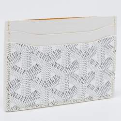 Pre Owned Goyard White Goyardine Coated Canvas and Leather Saint Sulpice Card Holder