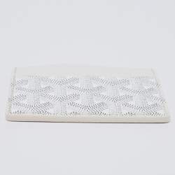 Pre Owned Goyard White Goyardine Coated Canvas and Leather Saint Sulpice Card Holder