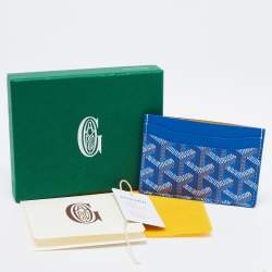 Pre Owned Goyard Blue Goyardine Coated Canvas and Leather Saint Sulpice Card Holder