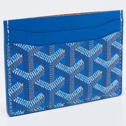 Pre Owned Goyard Blue Goyardine Coated Canvas and Leather Saint Sulpice Card Holder