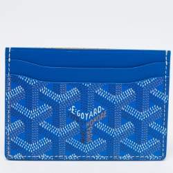 Pre Owned Goyard Blue Goyardine Coated Canvas and Leather Saint Sulpice Card Holder