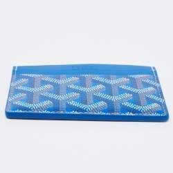 Pre Owned Goyard Blue Goyardine Coated Canvas and Leather Saint Sulpice Card Holder