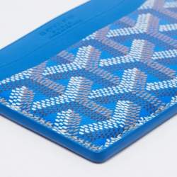 Pre Owned Goyard Blue Goyardine Coated Canvas and Leather Saint Sulpice Card Holder