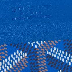 Pre Owned Goyard Blue Goyardine Coated Canvas and Leather Saint Sulpice Card Holder
