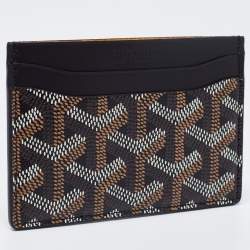 Pre Owned Goyard Black Goyardine Coated Canvas and Leather Saint Sulpice Card Holder