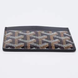 Pre Owned Goyard Black Goyardine Coated Canvas and Leather Saint Sulpice Card Holder