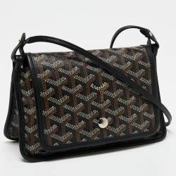 Pre Owned Goyard Black Goyardine Coated Canvas Plumet Crossbody Bag