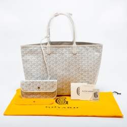 Pre Owned Goyard White Goyardine Coated Canvas and Leather Saint Louis PM Tote