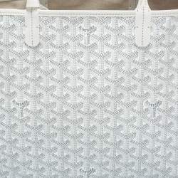 Pre Owned Goyard White Goyardine Coated Canvas and Leather Saint Louis PM Tote