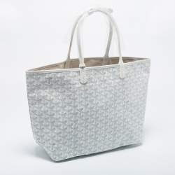 Pre Owned Goyard White Goyardine Coated Canvas and Leather Saint Louis PM Tote