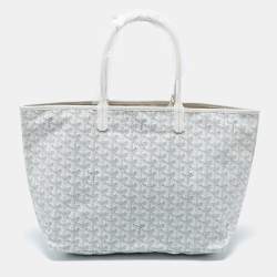 Pre Owned Goyard White Goyardine Coated Canvas and Leather Saint Louis PM Tote