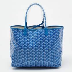 Pre Owned Goyard Blue Goyardine Coated Canvas and Leather Saint Louis PM Tote