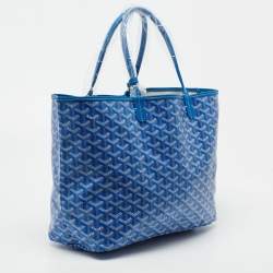 Pre Owned Goyard Blue Goyardine Coated Canvas and Leather Saint Louis PM Tote