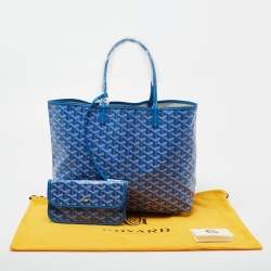 Pre Owned Goyard Blue Goyardine Coated Canvas and Leather Saint Louis PM Tote