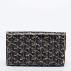 Pre Owned Goyard Brown Goyardine Coated Canvas and Leather Double Flap Continental Wallet