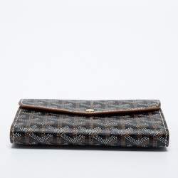 Pre Owned Goyard Brown Goyardine Coated Canvas and Leather Double Flap Continental Wallet