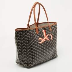 Pre Owned Goyard Brown Goyardine Coated Canvas and Leather Printed Saint Louis PM Tote