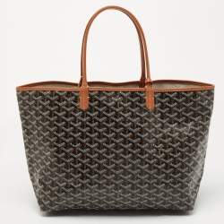 Pre Owned Goyard Brown Goyardine Coated Canvas and Leather Printed Saint Louis PM Tote