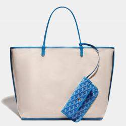 Pre Owned Goyard Sky Blue Goyardine Coated Canvas and Leather Saint Louis PM Tote