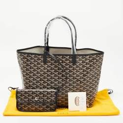 Pre Owned Goyard Black Goyardine Coated Canvas and Leather Saint Louis PM Tote