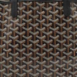 Pre Owned Goyard Black Goyardine Coated Canvas and Leather Saint Louis PM Tote