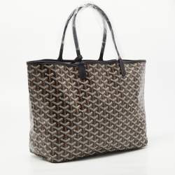 Pre Owned Goyard Black Goyardine Coated Canvas and Leather Saint Louis PM Tote