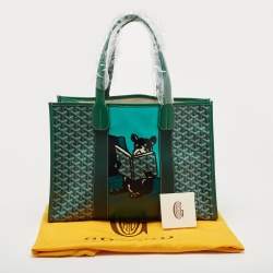 Pre Owned Goyard Green Goyardine Coated Canvas and Leather Villette Tote