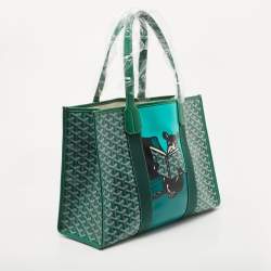 Pre Owned Goyard Green Goyardine Coated Canvas and Leather Villette Tote