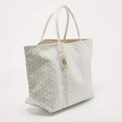 Pre Owned Goyard White Goyardine Coated Canvas and Leather Saint Louis GM Tote