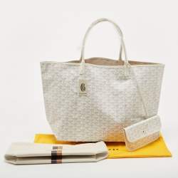 Pre Owned Goyard White Goyardine Coated Canvas and Leather Saint Louis GM Tote