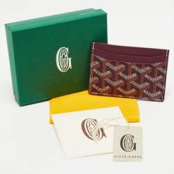 Pre Owned Goyard Burgundy Goyardine Coated Canvas and Leather Saint Sulpice Card Holder