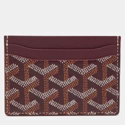 Pre Owned Goyard Burgundy Goyardine Coated Canvas and Leather Saint Sulpice Card Holder