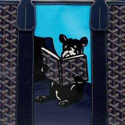 Pre Owned Goyard Blue Goyardine Coated Canvas And Leather Villette MM Tote
