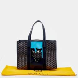 Pre Owned Goyard Blue Goyardine Coated Canvas And Leather Villette MM Tote