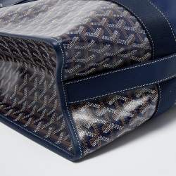 Pre Owned Goyard Blue Goyardine Coated Canvas And Leather Villette MM Tote