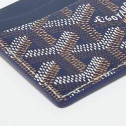 Pre Owned Goyard Blue Coated Canvas Saint Sulpice Card Holder 