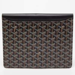 Goyard Blue Goyardine Coated Canvas And Leather Commando Envelope 2 Large Pouch Clutch
