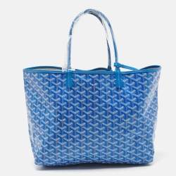 Pre Owned Goyard Blue Goyardine Coated Canvas and Leather Saint Louis PM Tote