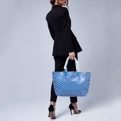 Goyard Saint Louis Tote PM Navy Blue in Canvas/Calfskin with