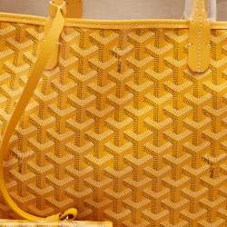 Pre Owned Goyard Mustard Goyardine Coated Canvas and Leather Saint Louis PM Tote