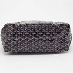 Pre Owned Goyard Navy Blue Goyardine Coated Canvas and Leather Saint Louis PM Tote