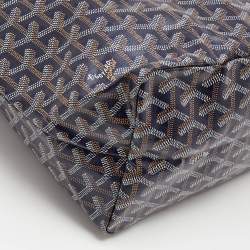 Pre Owned Goyard Navy Blue Goyardine Coated Canvas and Leather Saint Louis PM Tote