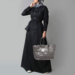 Pre Owned Goyard Black Goyardine Coated Canvas and Leather Saint Louis PM Tote