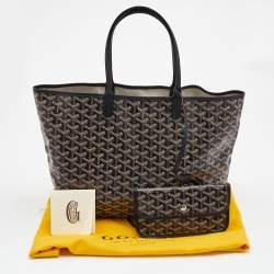 Pre Owned Goyard Black Goyardine Coated Canvas and Leather Saint Louis PM Tote