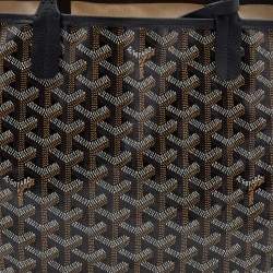 Pre Owned Goyard Black Goyardine Coated Canvas and Leather Saint Louis PM Tote